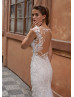 Ivory Leaf Lace Pearl Beaded Wedding Dress
